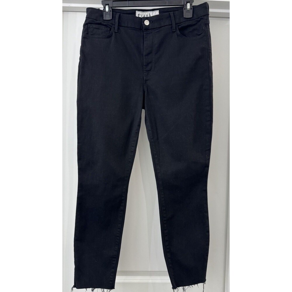 Frank & Eileen Sligo Ankle Jeans Black Denim High Rise Raw Hem 26" Inseam Sz 31